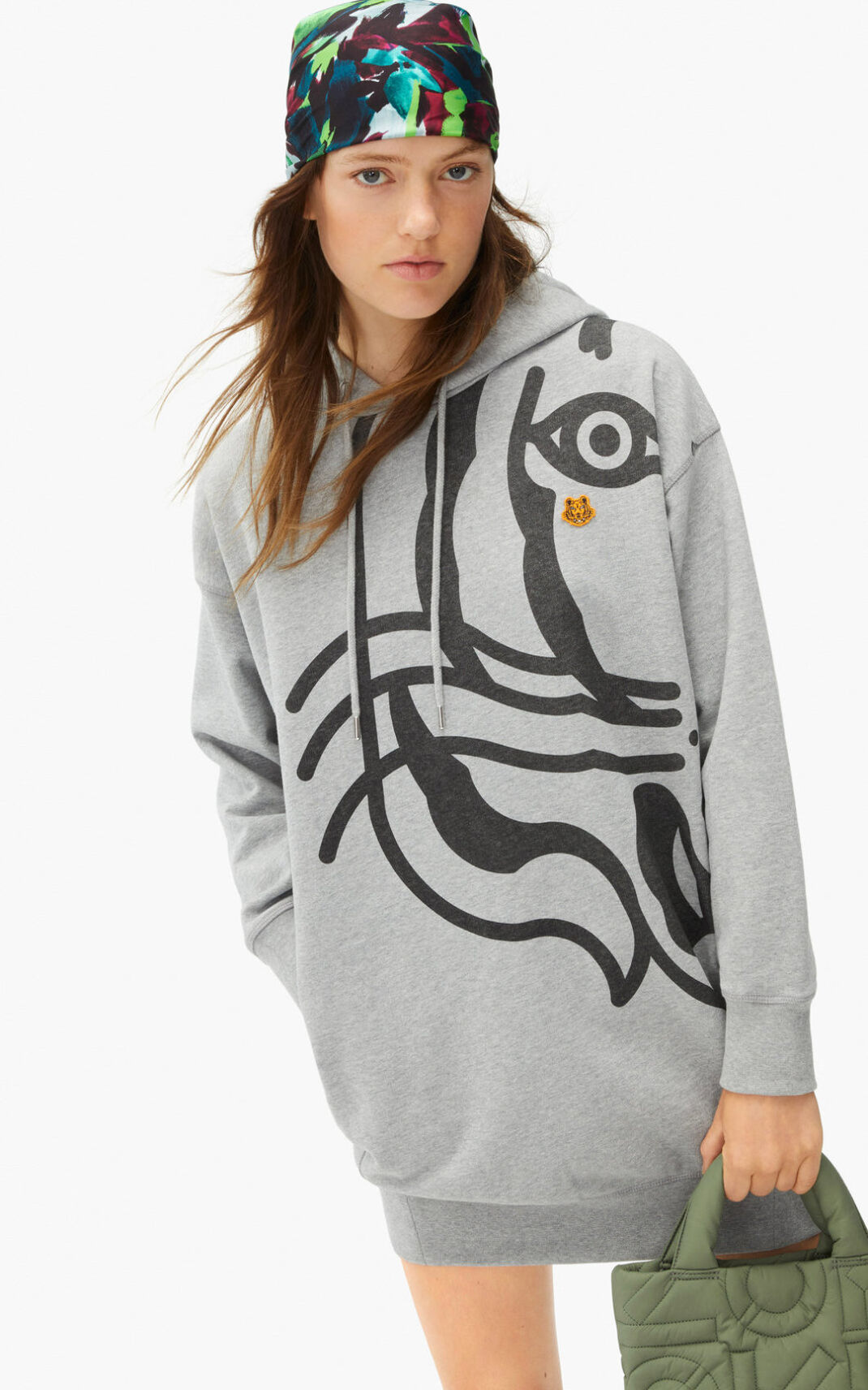 Kenzo K Tiger hooded sweater Kjole Dame - Grå DK-016817